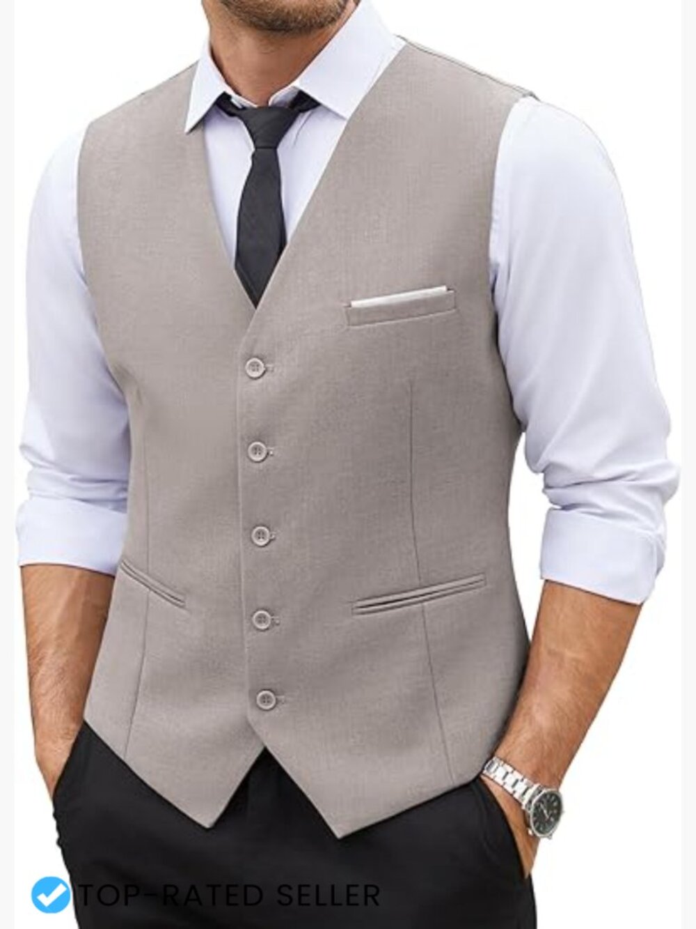 Slim Fit Formal Vest Business Casual Elegant Adjustable Back Buckle Classic